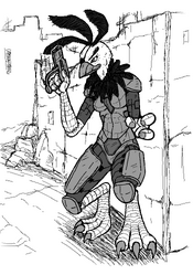 Illanian General Liirau in battle armor during the age of imperial expansion